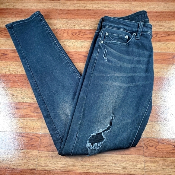 American Eagle‎ Flex Men's Black Distressed Ripped Stretch Skinny Jeans Sz 28x34 - Picture 1 of 8